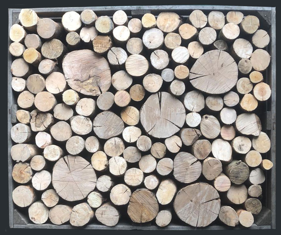 decorative-logs-in-frame-l Decorative hardwood logs in a frame